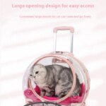 Transparent Pet Travel Carrier Portable Trolley Suitcase for Cats with Ventilation Holes Adjustable Handle Large Opening for Cat - Image 5