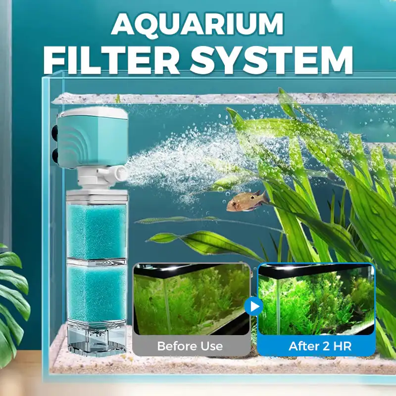 91354-eov0nr.jpg Automatic Aquarium Filter System 4W/220V Fish Tank Built-in Filter Oxygenated Water Circulation Anti Backflow Water Pump-US Plug - Image 1