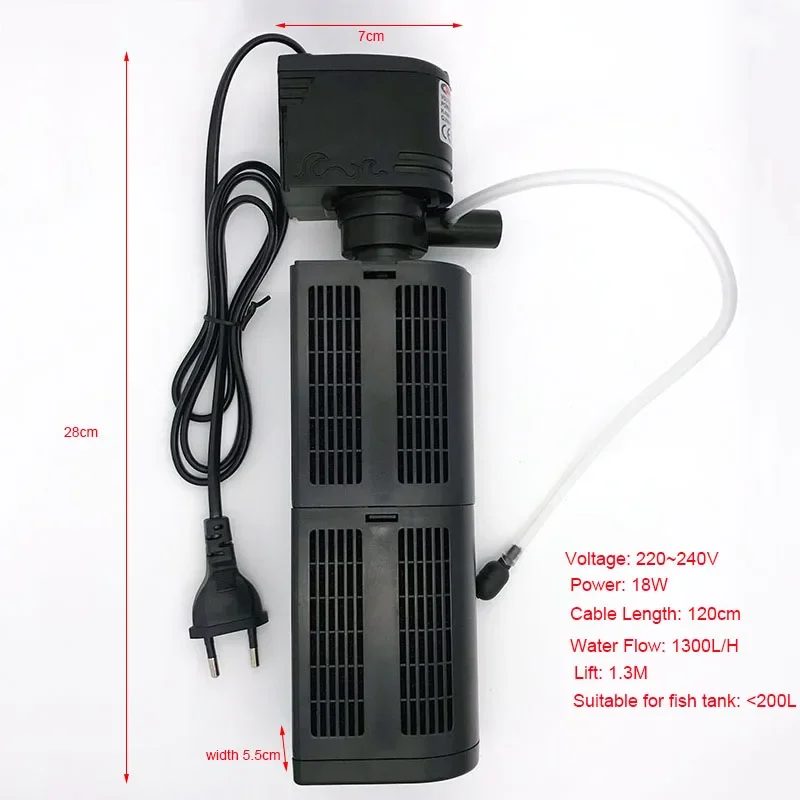 240V 18W Aquarium Filter Pump For Fish Tank Internal Submersible Pump Spray Flow Biological Plus Power Filter Pump