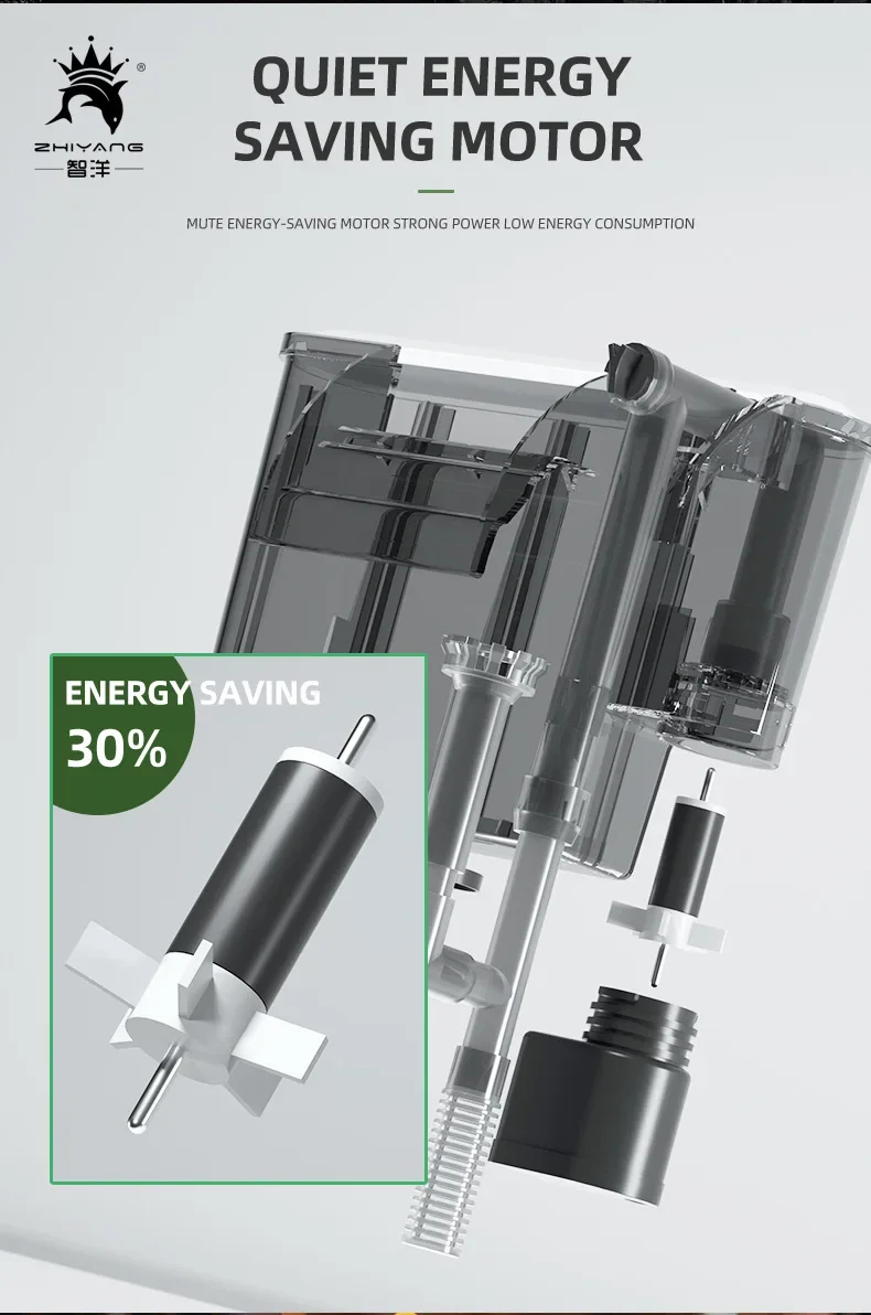 External Filter for Fish Tank Aquarium Waterfall Filter Pump Hanging Fish Tank Filter with Degreasing Membrane Wall-Mounted