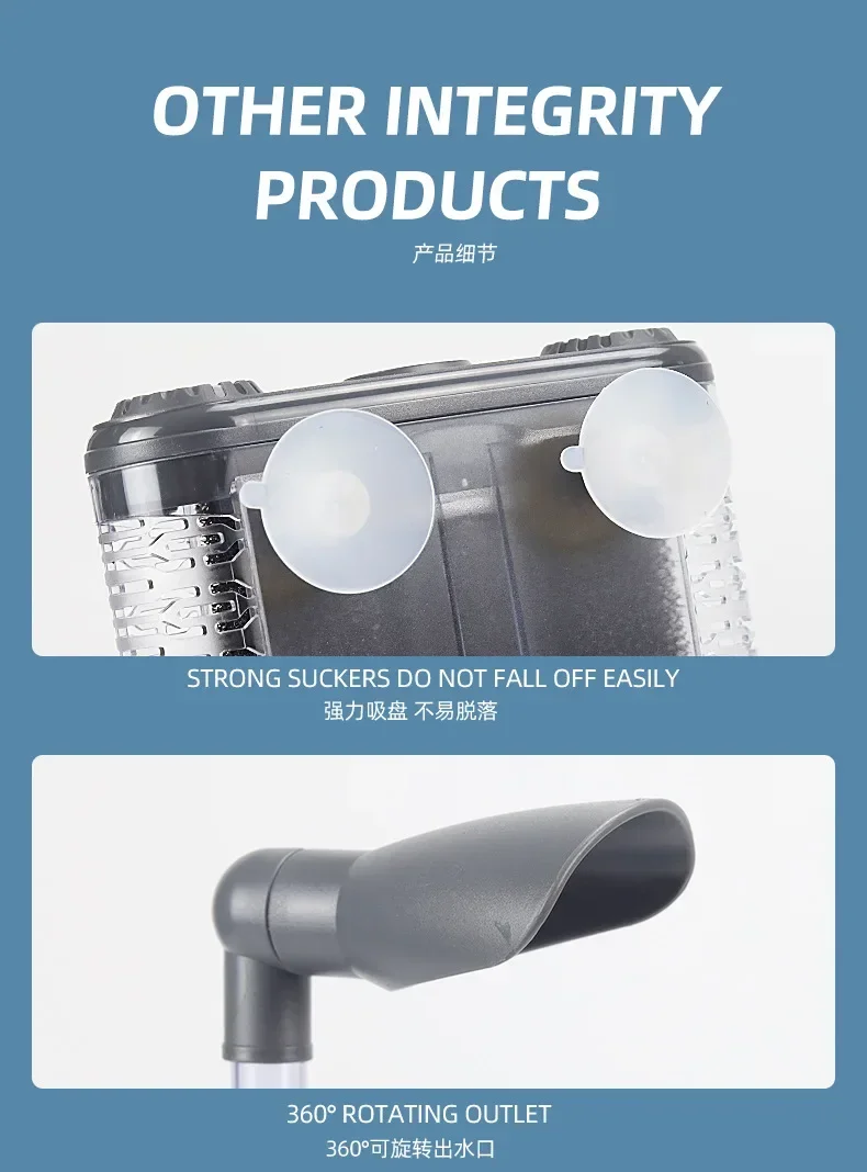 6-IN-1 Aquarium Submersible Internal Filter USB Electric Fish Tank Filter Water Filtration Bio-Sponge Fish Manure Cleaning Tools