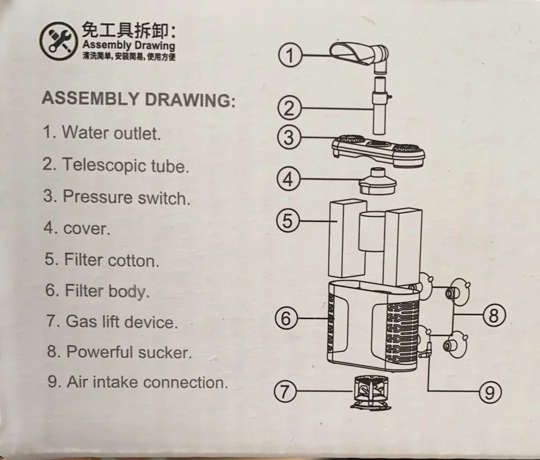6-IN-1 Aquarium Submersible Internal Filter USB Electric Fish Tank Filter Water Filtration Bio-Sponge Fish Manure Cleaning Tools