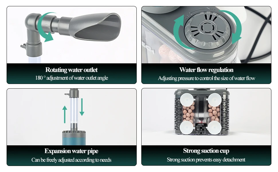 6-IN-1 Aquarium Submersible Internal Filter USB Electric Fish Tank Filter Water Filtration Bio-Sponge Fish Manure Cleaning Tools