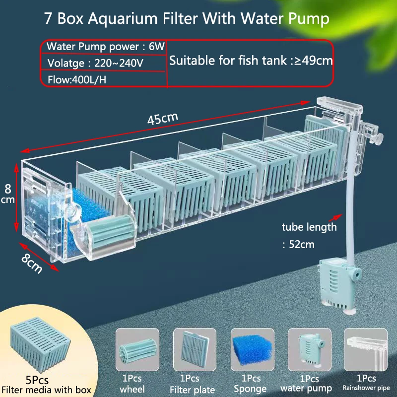 New Fish Tank Waterfall Filter Box Wall Mounted Built-in Silent Circulating Water Purifier For Aquarium Tank Box With Water Pump New Fish Tank Waterfall Filter Box Wall Mounted Built-in Silent Circulating Water Purifier For Aquarium Tank Box With Water Pump