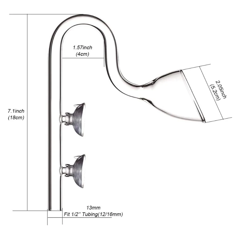 Aquarium ADA Style 13mm 17mm Glass Lily Pipe Inflow Outflow Tube The Glass Inlet Outlet Water Pipe for Fish Tank filter 12/16mm