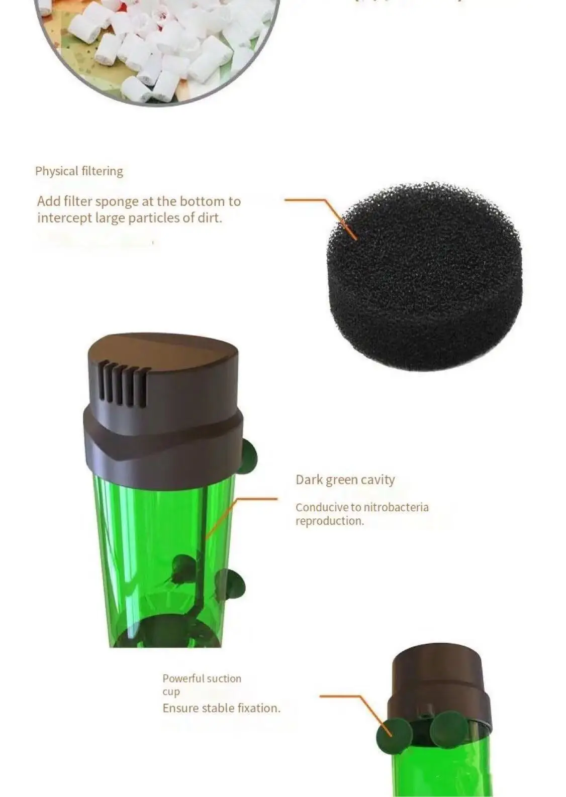 Fish tank fluidized bed filter oxygen supply water fairy rolling filter biochemical filter physical filter aquarium accessories，