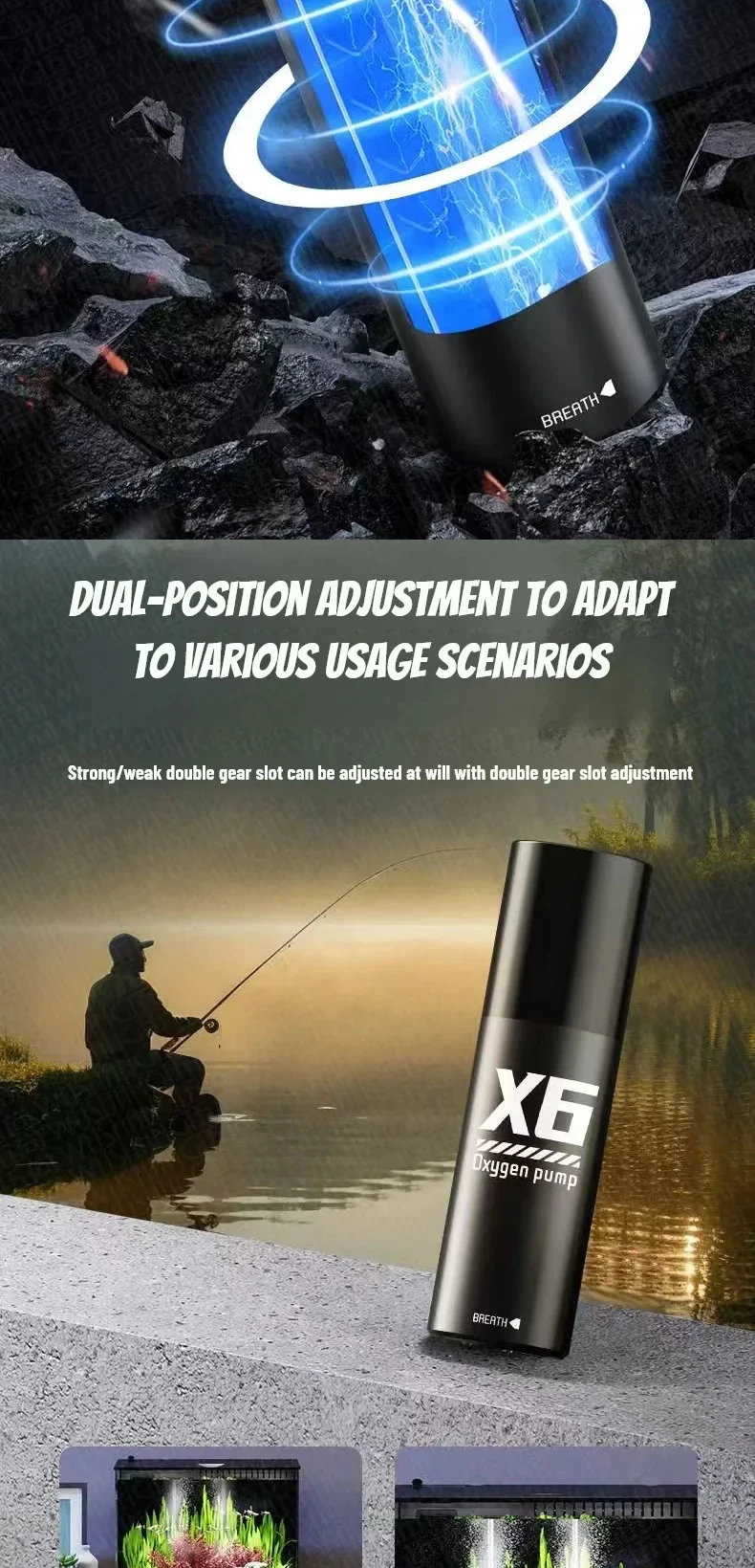 Aquarium Fish Tank Oxygen Pump Charging Dual-Purpose Air Pump Usb Lithium Battery Household Portable Fishing Mute 2400ma Outdoo