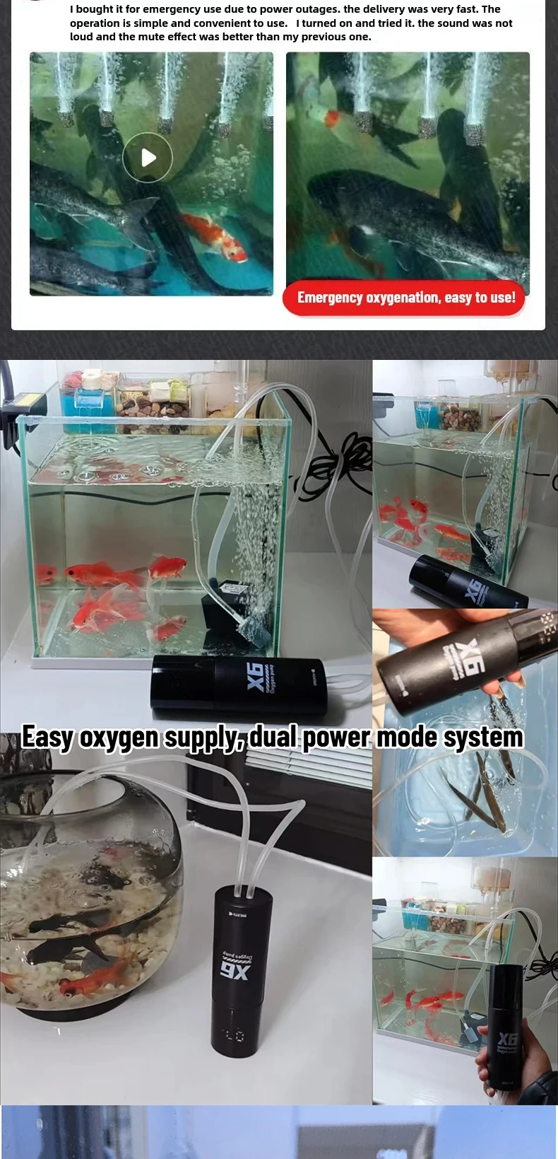 Aquarium Fish Tank Oxygen Pump Charging Dual-Purpose Air Pump Usb Lithium Battery Household Portable Fishing Mute 2400ma Outdoo