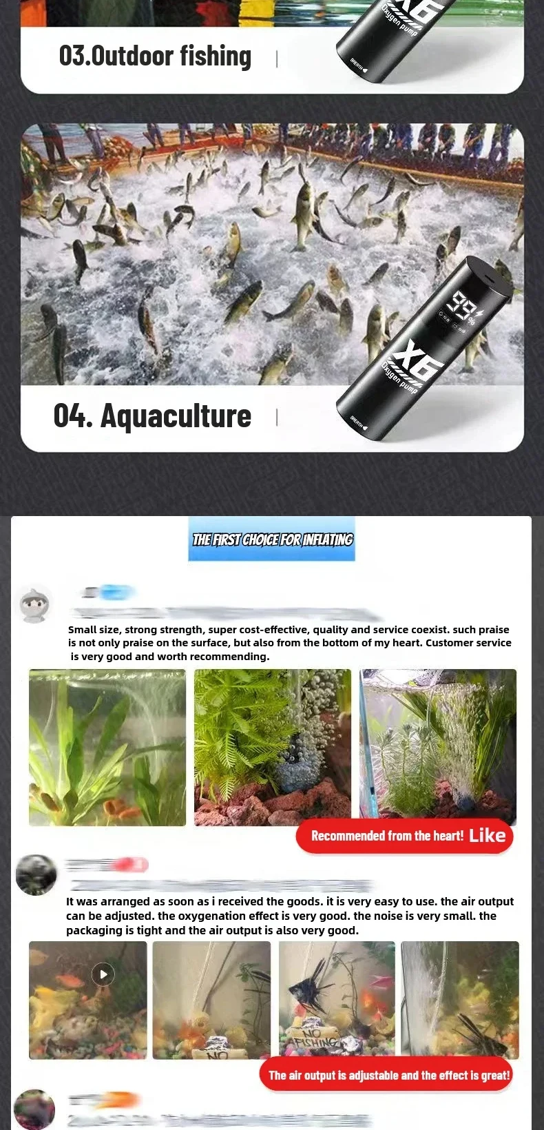 Aquarium Fish Tank Oxygen Pump Charging Dual-Purpose Air Pump Usb Lithium Battery Household Portable Fishing Mute 2400ma Outdoor