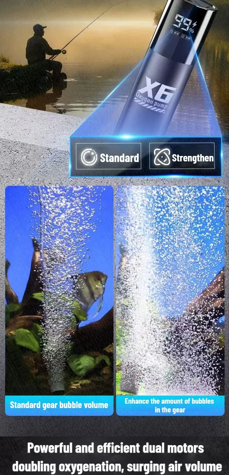 Aquarium Fish Tank Oxygen Pump Charging Dual-Purpose Air Pump Usb Lithium Battery Household Portable Fishing Mute 2400ma Outdoor