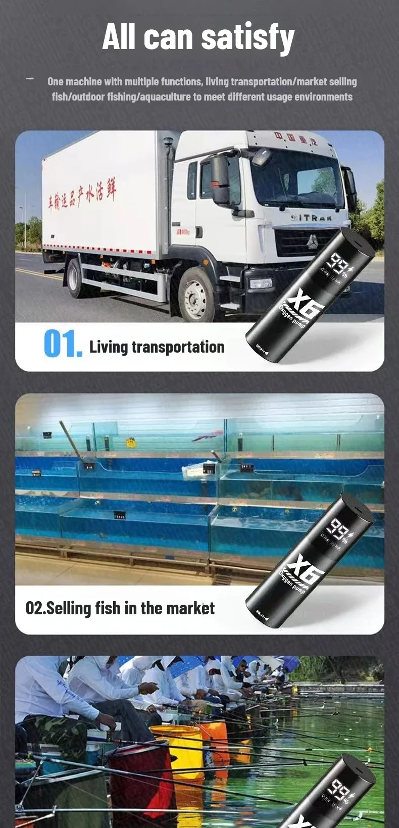 Aquarium Fish Tank Oxygen Pump Charging Dual-Purpose Air Pump Usb Lithium Battery Household Portable Fishing Mute 2400ma Outdoor