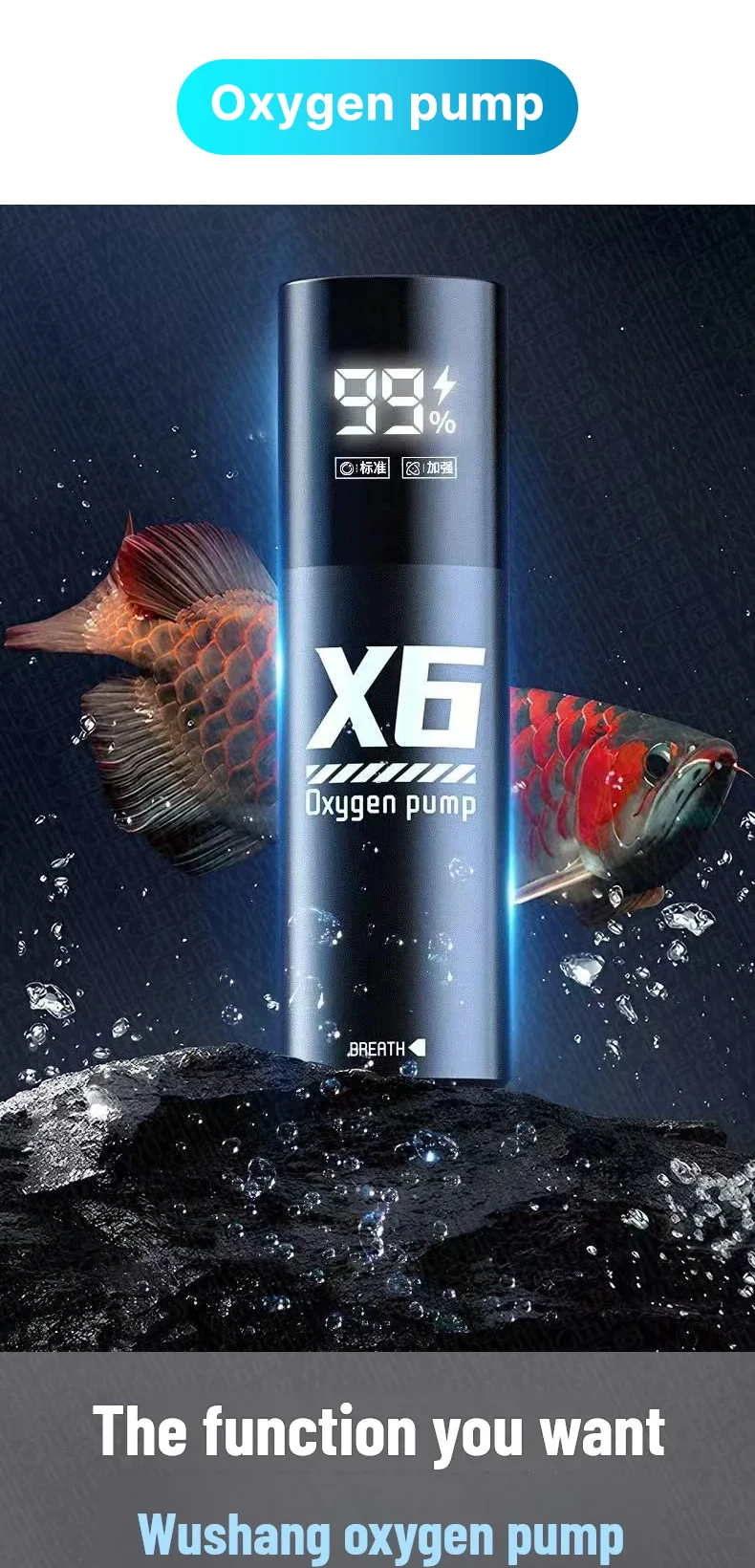 Aquarium Fish Tank Oxygen Pump Charging Dual-Purpose Air Pump Usb Lithium Battery Household Portable Fishing Mute 2400ma Outdoor