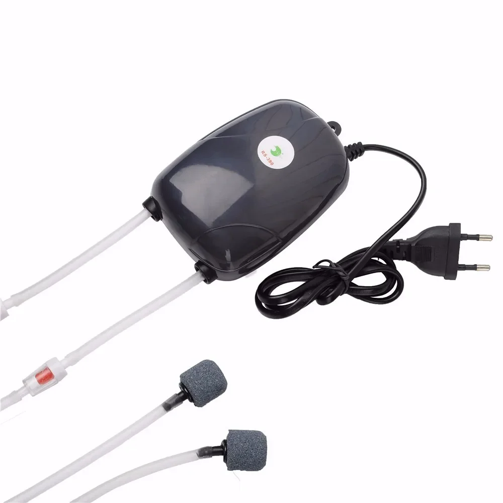 Aquarium Air Pump Fish Tank Mini Compressor Single Double Outlet with Check Valve Tube Aquatic Accessories 220V 3W 5W