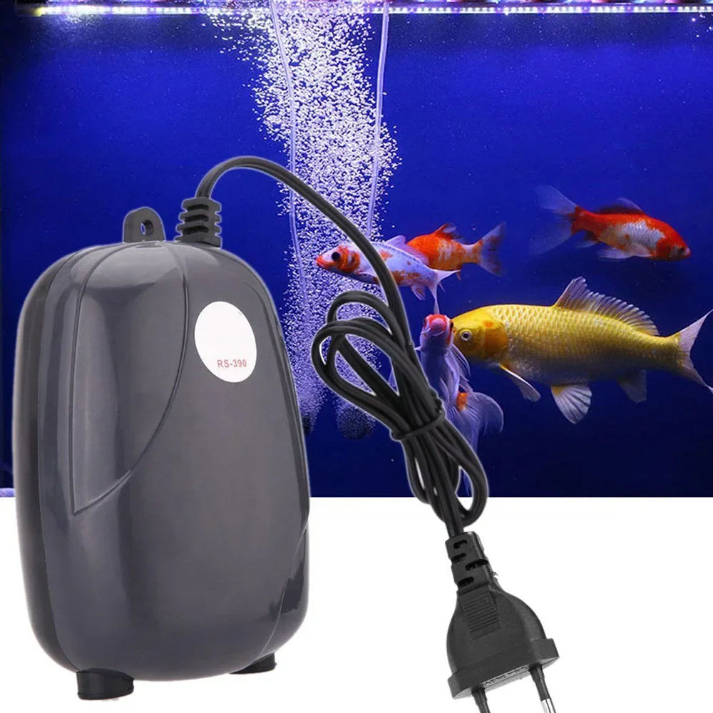Aquarium Air Pump Fish Tank Mini Compressor Single Double Outlet with Check Valve Tube Aquatic Accessories 220V 3W 5W