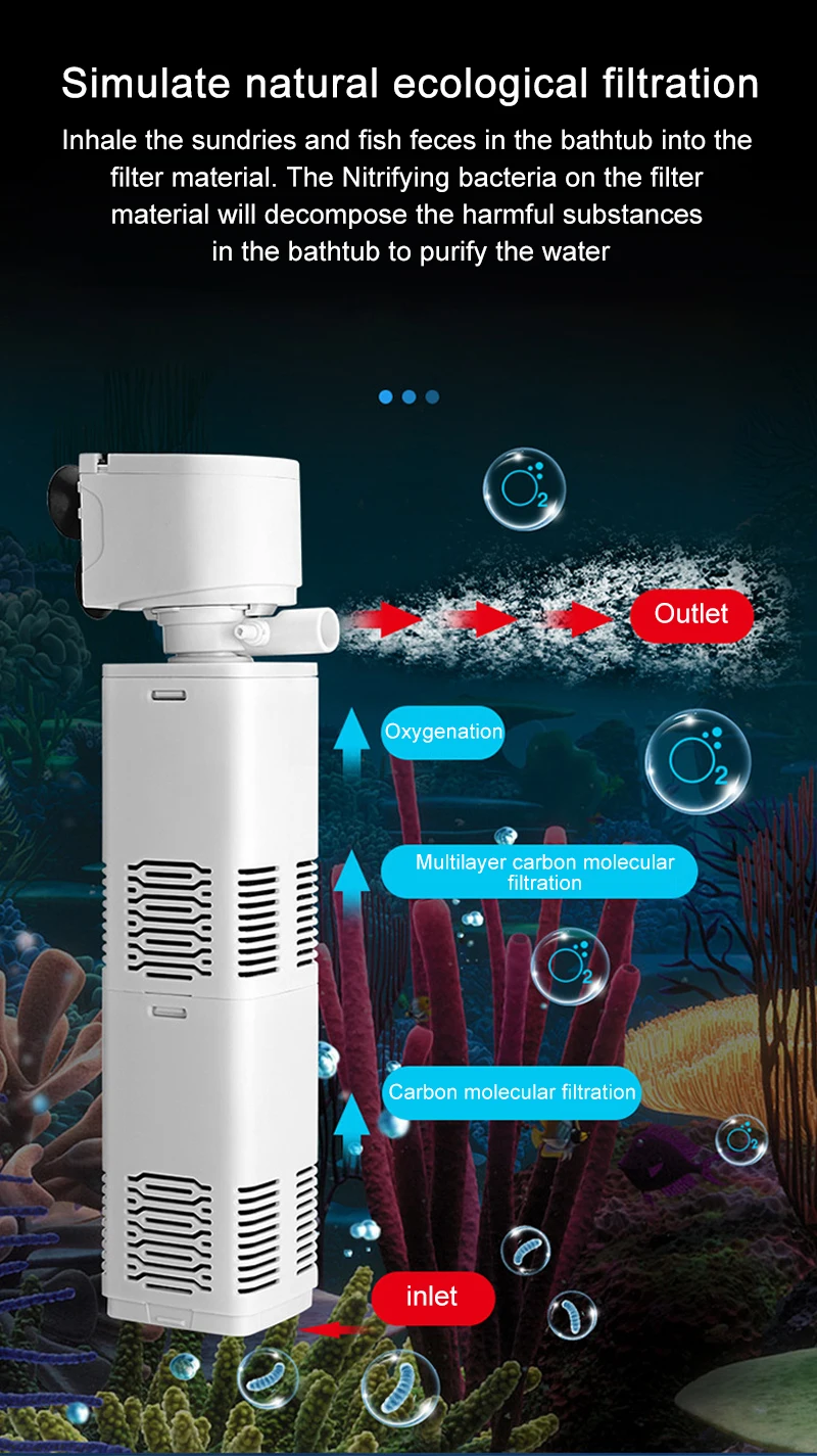 Aquarium Filter Pump Fish Tank Submersible Silent Air Oxygen Aerator Water Change Pump Aquarium Air Pump Wave Maker 220v