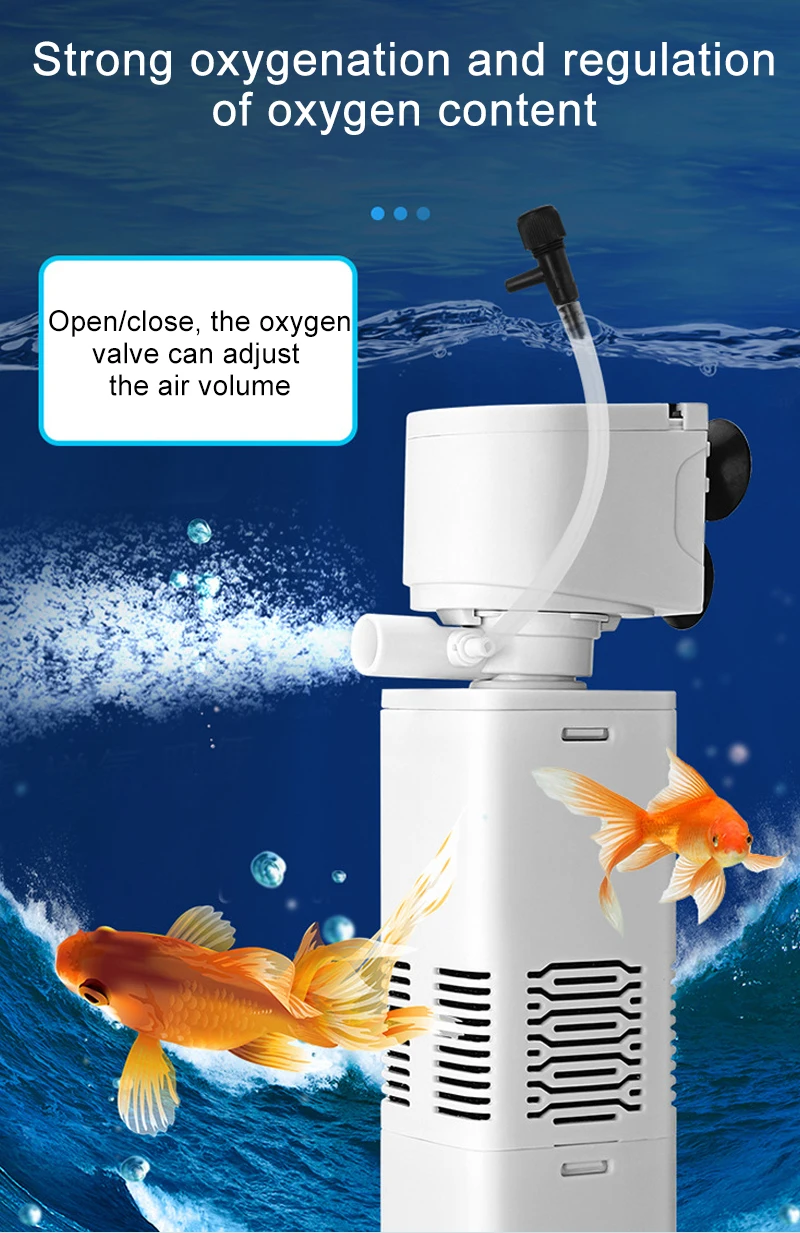 Aquarium Filter Pump Fish Tank Submersible Silent Air Oxygen Aerator Water Change Pump Aquarium Air Pump Wave Maker 220v