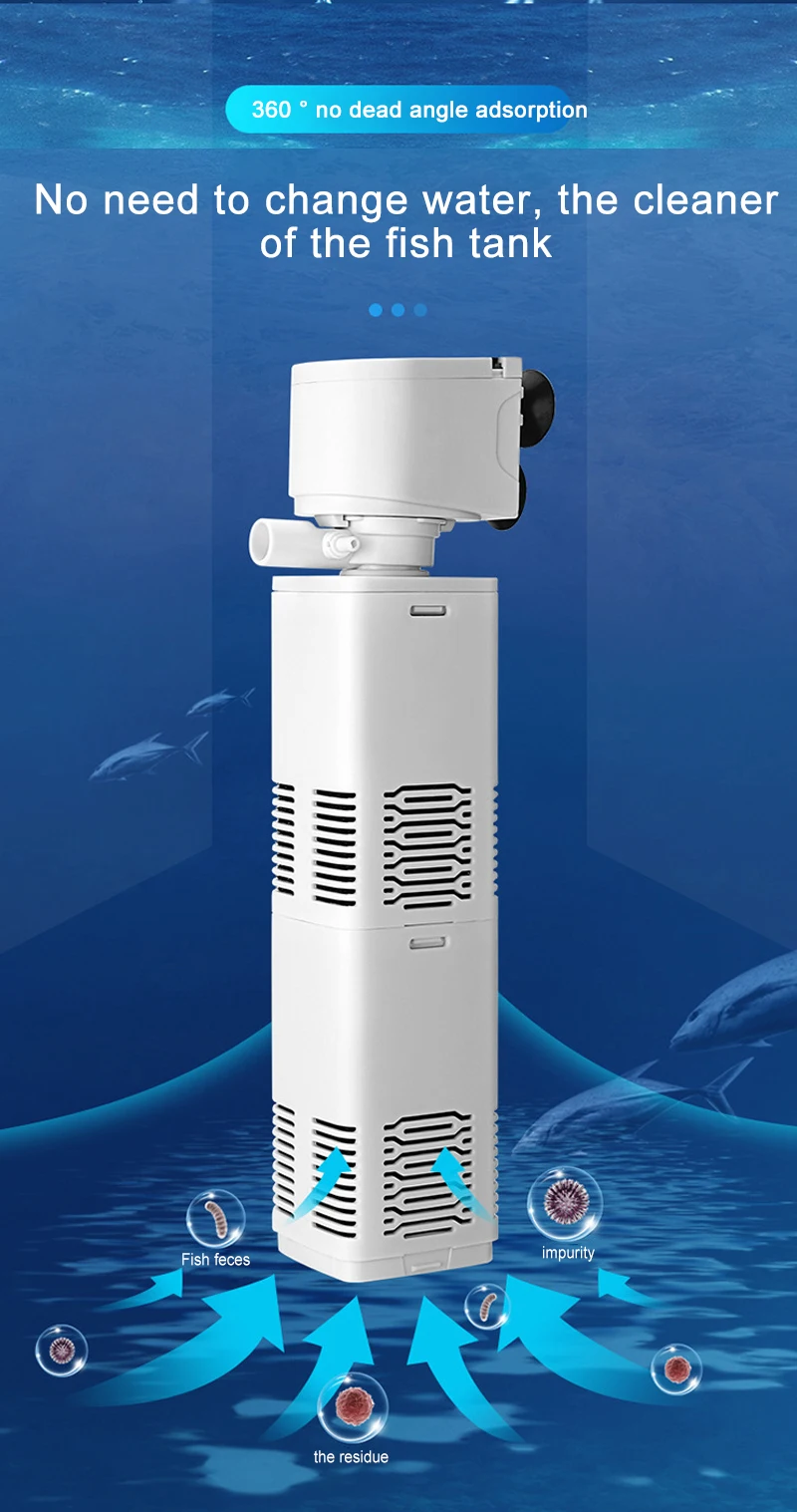 Aquarium Filter Pump Fish Tank Submersible Silent Air Oxygen Aerator Water Change Pump Aquarium Air Pump Wave Maker 220v