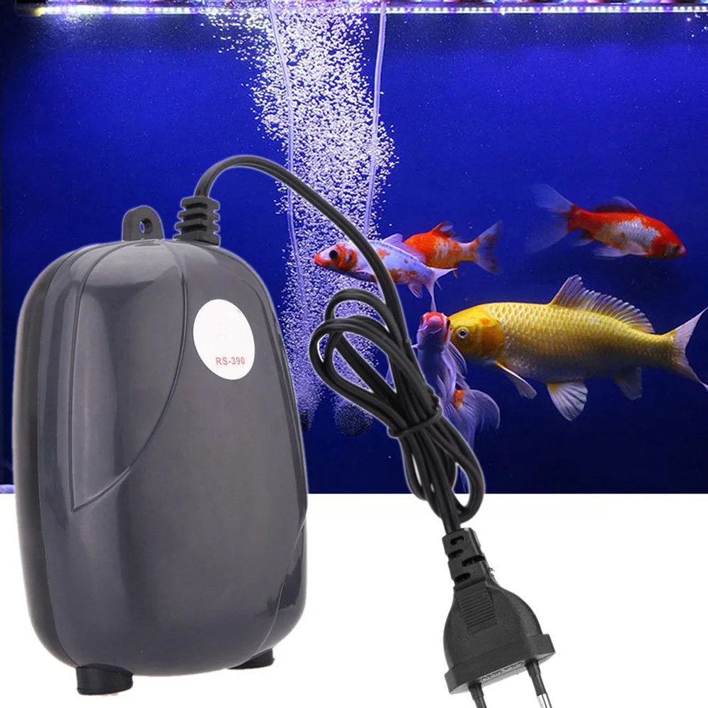 Aquarium Air Pump Fish Tank Mini Compressor Single Double Outlet with Check Valve Tube Aquatic Accessories 220V 3W 5W