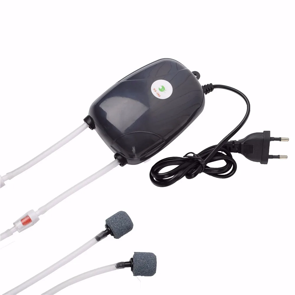 Aquarium Air Pump Fish Tank Mini Compressor Single Double Outlet with Check Valve Tube Aquatic Accessories 220V 3W 5W