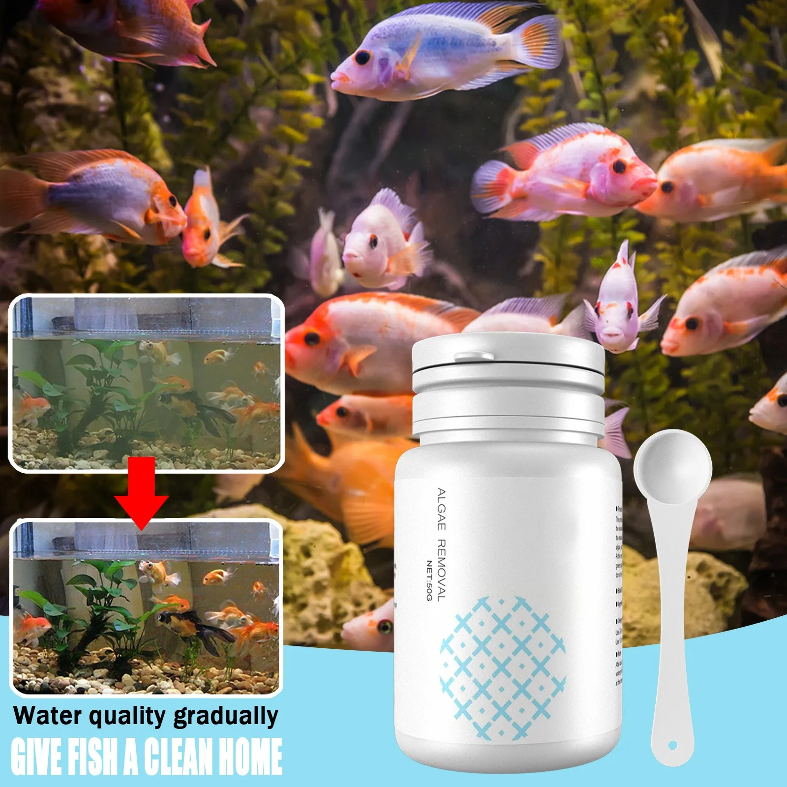 Fish Tank Cleaning Algae Tablets Tank Moss Odor Remover Water Purify Aquarium Algaecide Control Cleaning Algae Repellent Agent Fish Tank Cleaning Algae Tablets Tank Moss Odor Remover Water Purify Aquarium Algaecide Control Cleaning Algae Repellent Agent