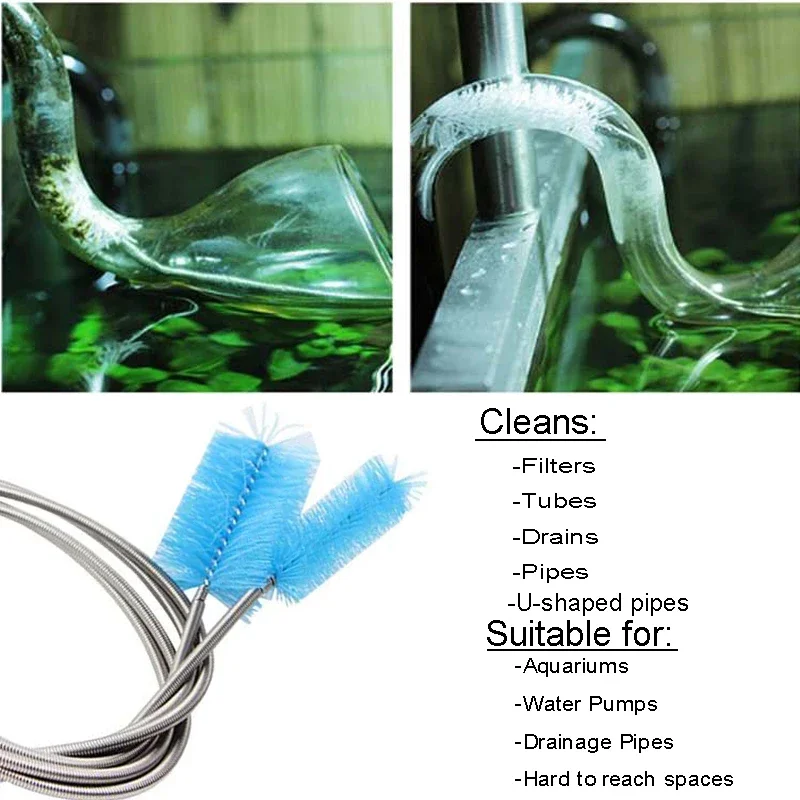Aquarium Pipe Cleaning Brush Fish Tank Cleaner Tube Stainless Steel Water Filter Air Tube Flexible Double End Hose Accessories Aquarium Pipe Cleaning Brush Fish Tank Cleaner Tube Stainless Steel Water Filter Air Tube Flexible Double End Hose Accessories