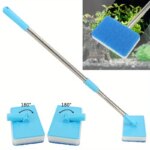 55-95cm Telescopic Handle 180° Adjust Cleaner Scrubber Aquarium Fish Tank Glass Window Algae Double-Sided Sponge Cleaning Brush - Image 5