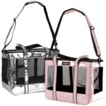 EDENPETZ Breathable Pet Dog Cat Carrier Mesh Leather Fashion Large Travel Puppy Kitty Carry Bag Shoulder Handbag