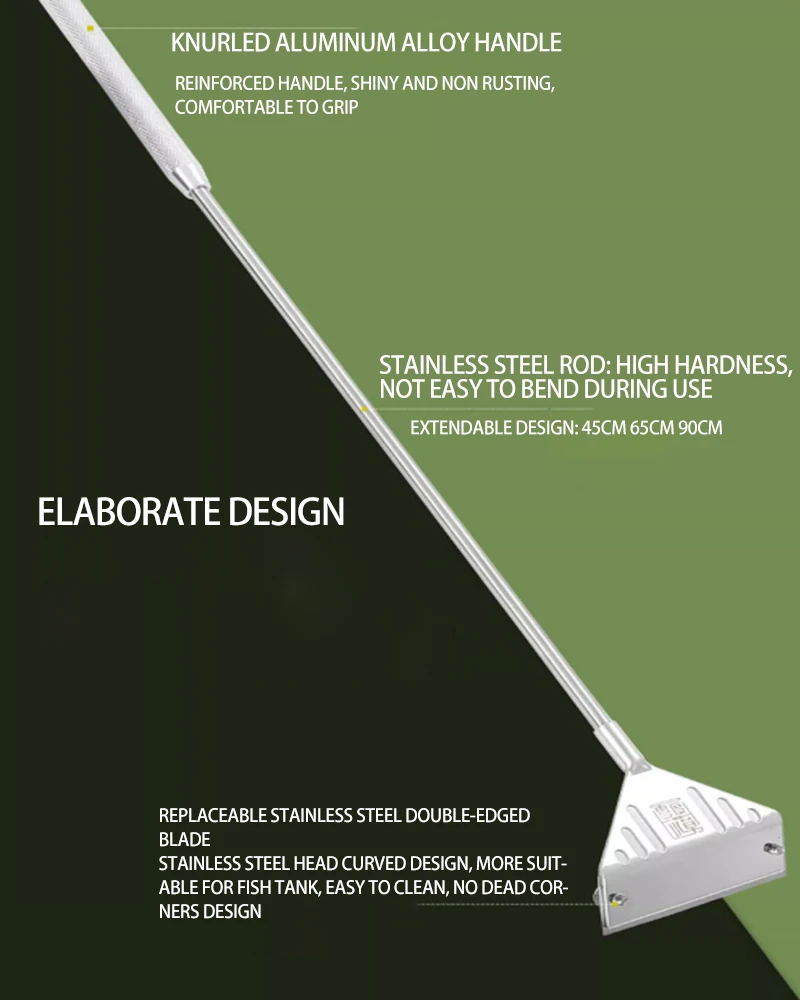 ZRDR Stainless Steel Aquarium Fish Tank Algae Scraper Blade Aquatic Water Live Plant Grass Cleaning Multi-Tool Cleaner Kit Set