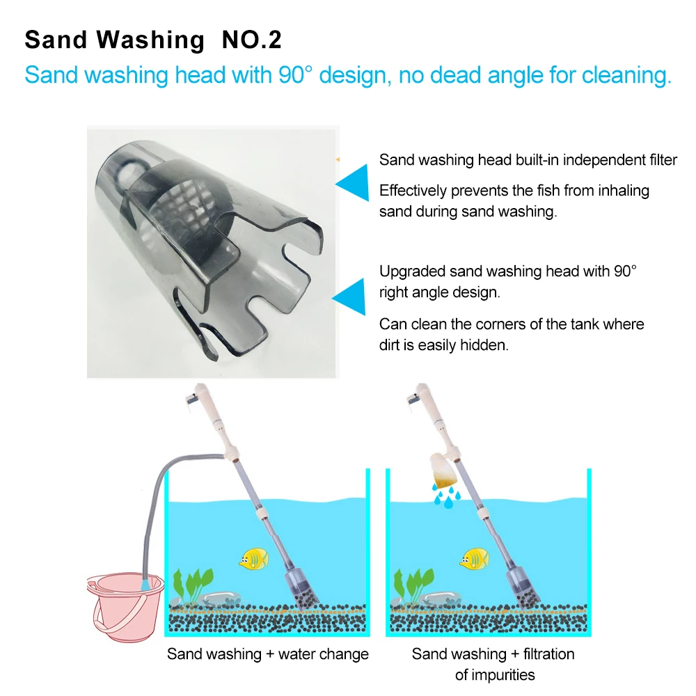 Electric Aquarium Gravel Cleaner Fish Tank Cleaning with Dual Power Supply for Efficient Cleaning and Water Changing 90 Degree Electric Aquarium Gravel Cleaner Fish Tank Cleaning with Dual Power Supply for Efficient Cleaning and Water Changing 90 Degree