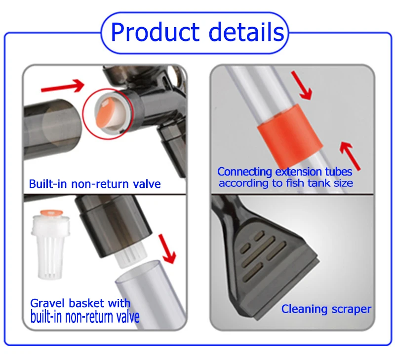Aquarium Fish Tank Water Change Pump Aquarium Cleaning Tool Vacuum Water Changer Sand Gravel Cleaner Siphon Filter Pump Manual