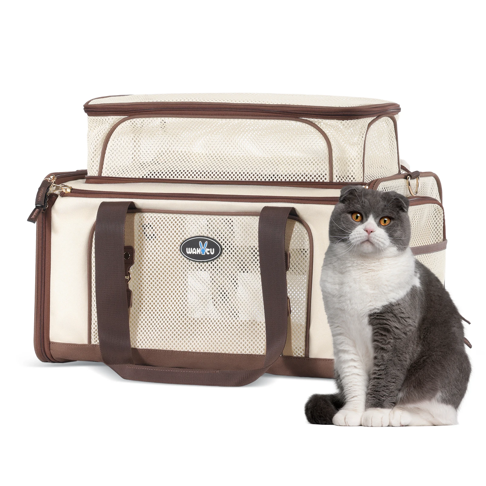 9579-jkc1q6.jpg Cat Carrier,Dog Carrier for Small Dogs,TSA Approved/Expandable/3D Foldable Mat for Car Travel,Outdoor Camping - Image 1