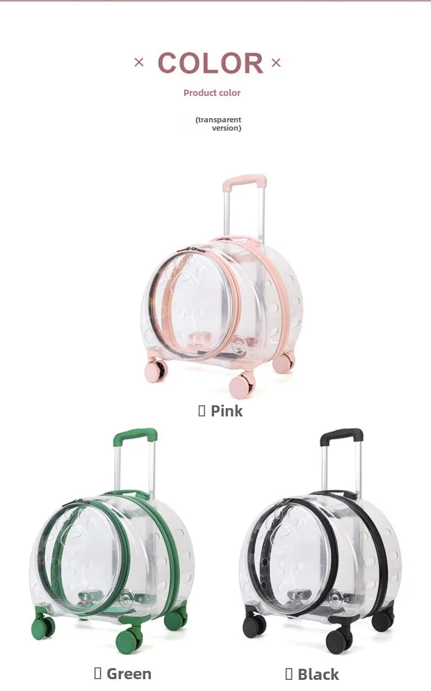 Transparent Pet Travel Carrier Portable Trolley Suitcase for Cats & Small Dogs Durable Pet Transport Case Professional Pet Cart