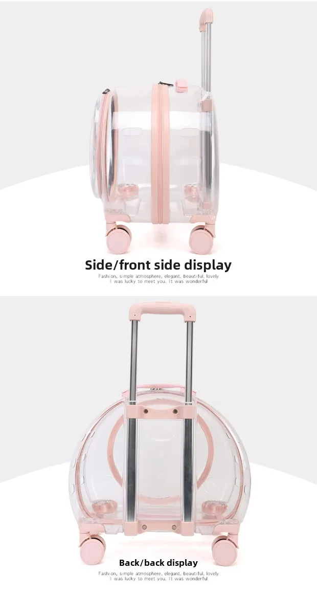 Transparent Pet Travel Carrier Portable Trolley Suitcase for Cats & Small Dogs Durable Pet Transport Case Professional Pet Cart