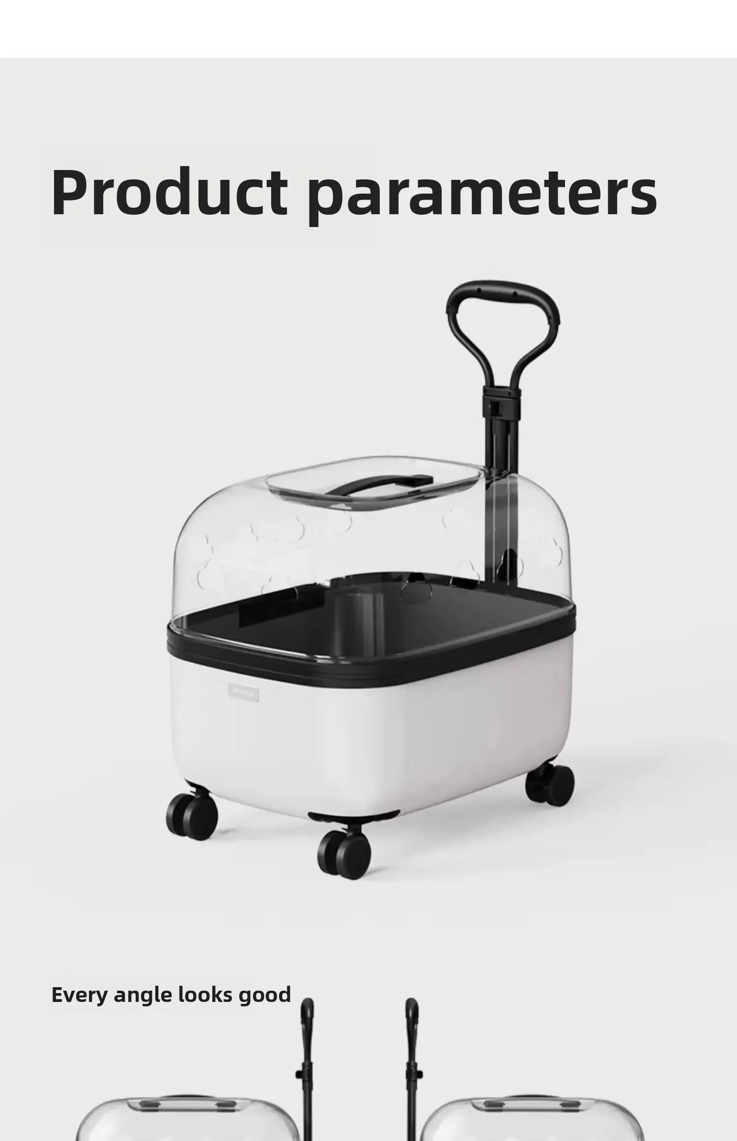 Panoramic Transparent Pet Trolley Box Large Capacity Cat Basket Lightweight Outdoor Transport Case Universal Pulley Pet Stroller