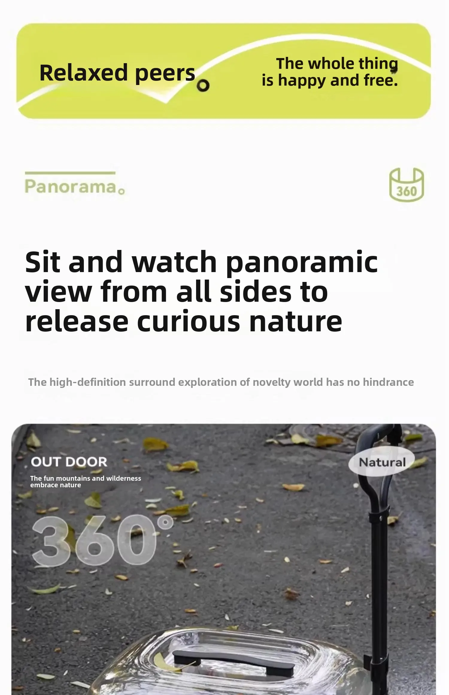 Panoramic Transparent Pet Trolley Box Large Capacity Cat Basket Lightweight Outdoor Transport Case Universal Pulley Pet Stroller