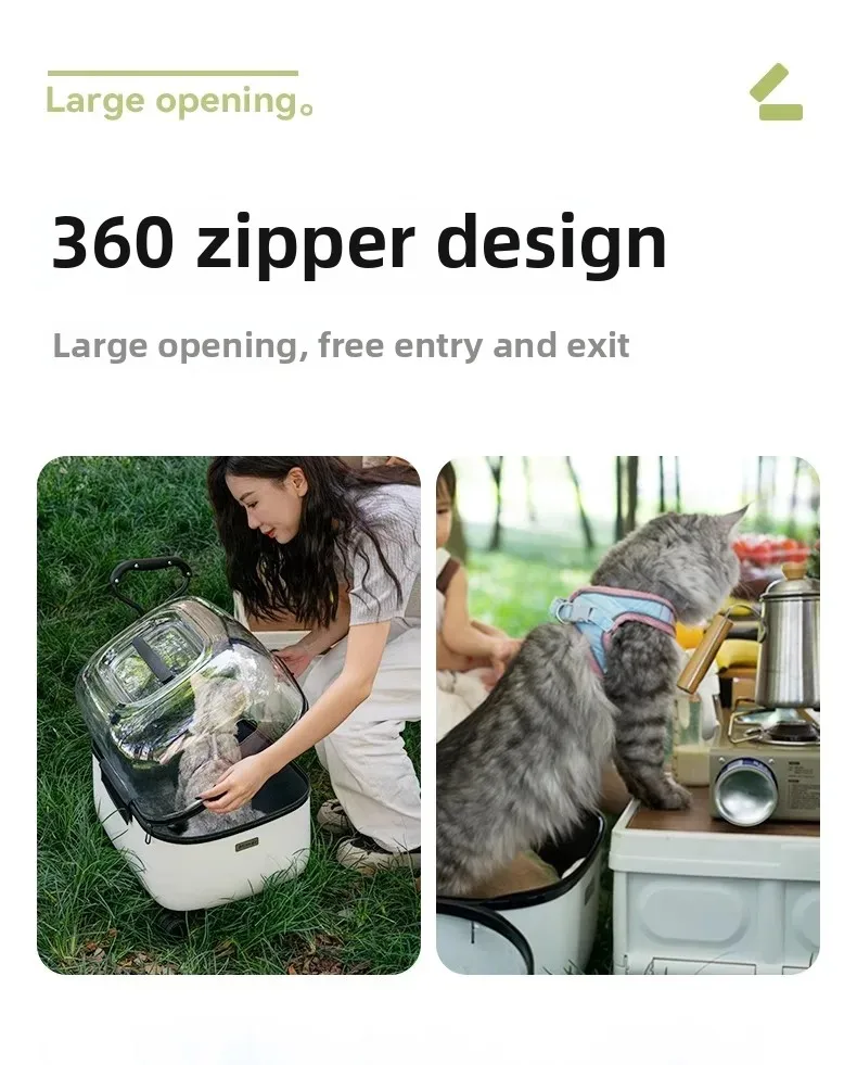 Panoramic Transparent Pet Trolley Box Large Capacity Cat Basket Lightweight Outdoor Transport Case Universal Pulley Pet Stroller