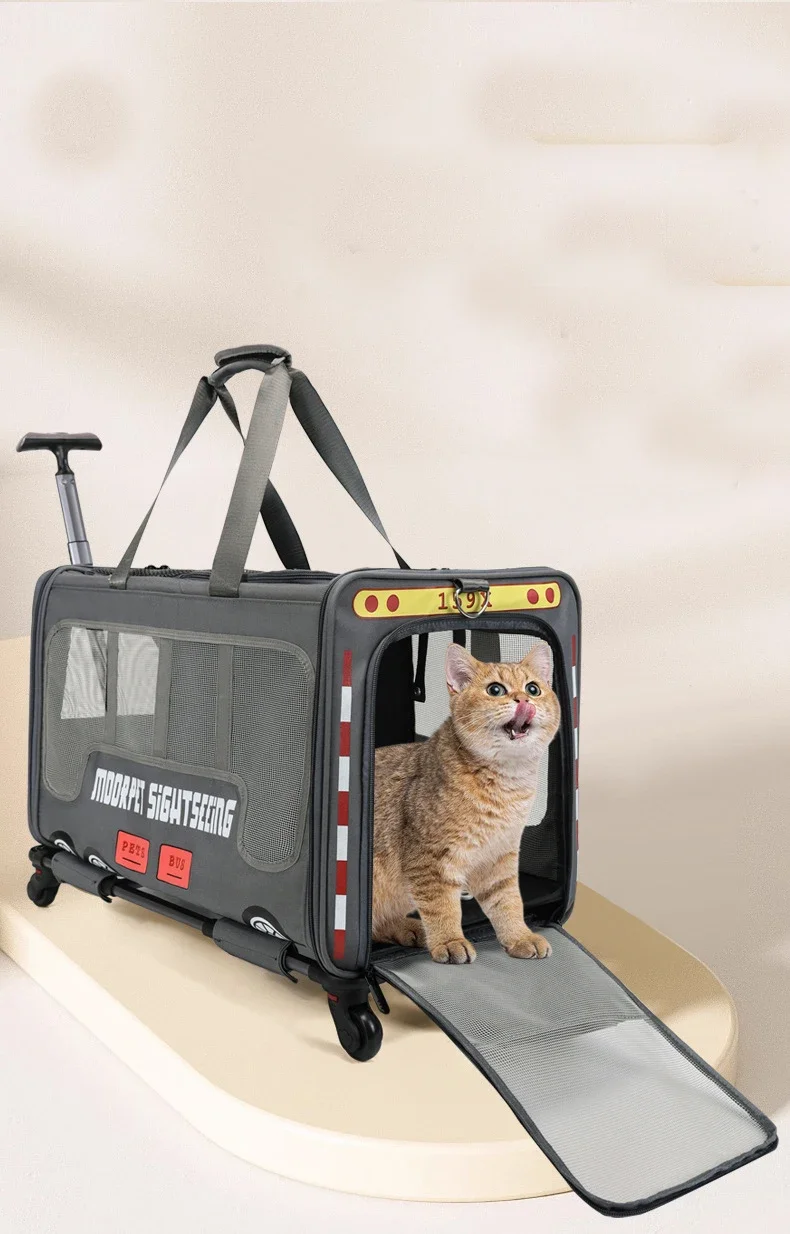 Creative Cartoon Bus Cat Carrying Bag Car Travel Suitcase Trolley Case Outdoor Breathable Carrier Bag for Dogs Cats Pet Supplies Creative Cartoon Bus Cat Carrying Bag Car Travel Suitcase Trolley Case Outdoor Breathable Carrier Bag for Dogs Cats Pet Supplies