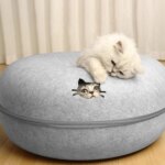 Felt Donut Bed for Cats House With Breather Hole Dog Bed Interactive Play Toys for Cats to Hide 2 in 1 Tunnel for Cats Bed - Image 2