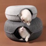 Felt Donut Bed for Cats House With Breather Hole Dog Bed Interactive Play Toys for Cats to Hide 2 in 1 Tunnel for Cats Bed - Image 4