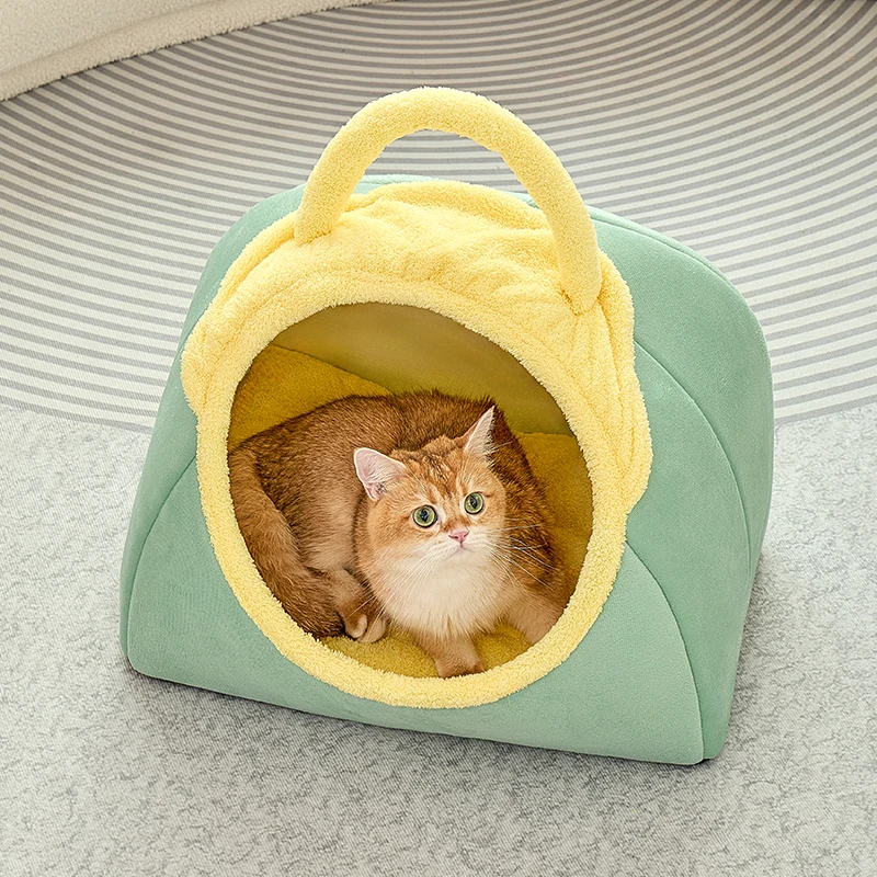 Cute Cat Beds for Indoor Cats Large Cat Cave Bed with Removable Washable Cushioned Pillow, Cozy Kitten Tent with Non-Slip Bottom Cute Cat Beds for Indoor Cats Large Cat Cave Bed with Removable Washable Cushioned Pillow, Cozy Kitten Tent with Non-Slip Bottom
