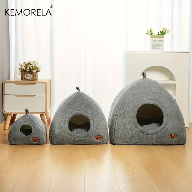KEMORELA Winter Thickened Indoor Cat Bed 2-in-1 House Tent with Detachable Washable Soft Cushion Pillow Unassembled 2025 Model