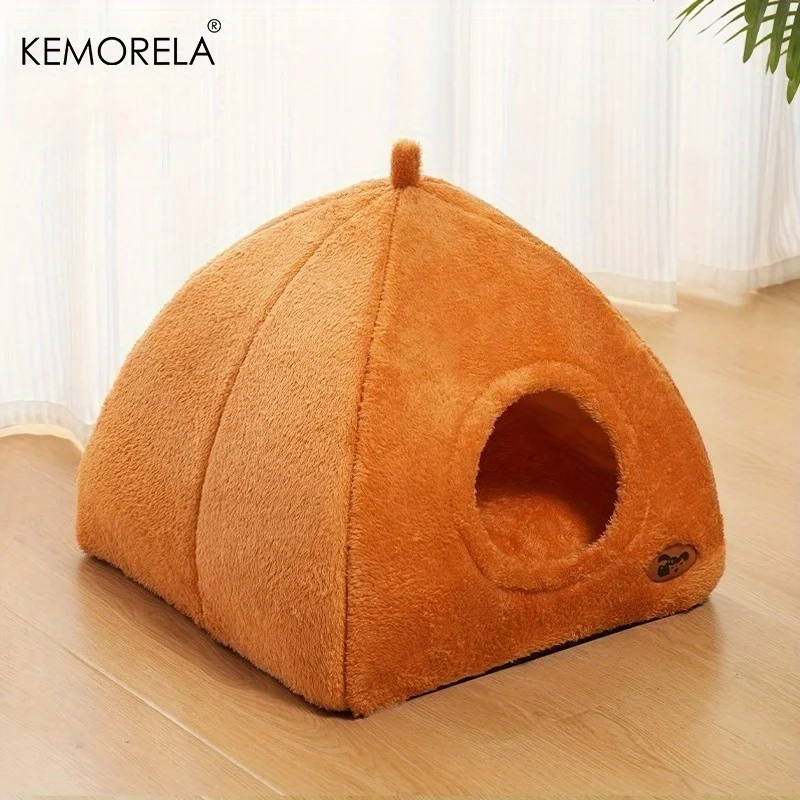 KEMORELA Winter Thickened Indoor Cat Bed 2-in-1 House Tent with Detachable Washable Soft Cushion Pillow Unassembled 2025 Model