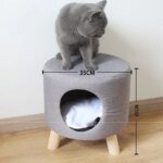 Multifunctional Cat Bed Closed Four Seasons Universal Cat House Stool Solid Wood Small Kennel Cat House - Image 6