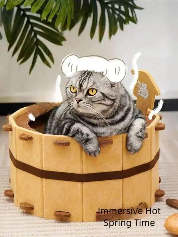 Hot Spring Felt Cat Nest Semi-enclosed Large Space Felt Kitten Beds Wear-resistant Cat House Hiding Cave Pet Cat Bed Furniture