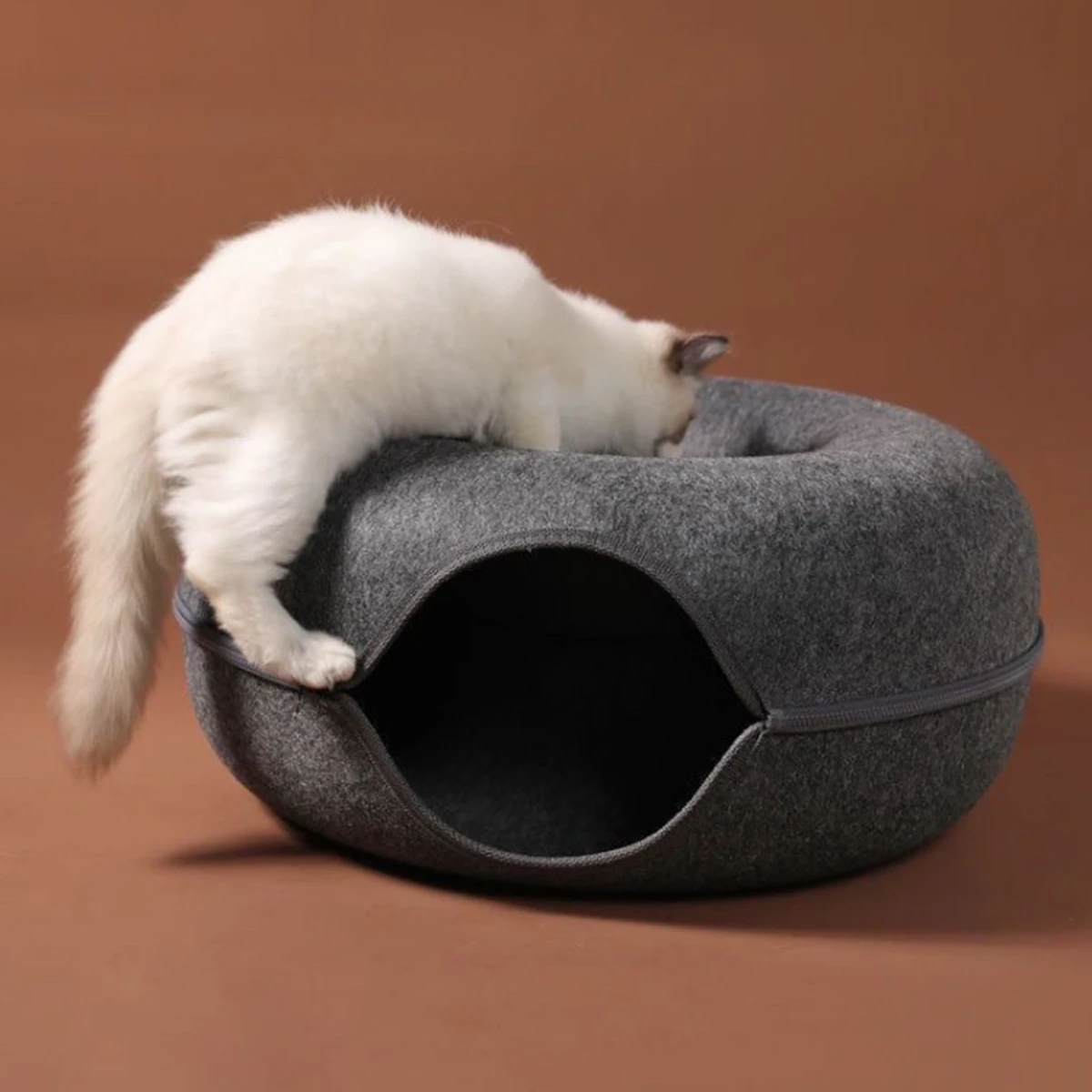 B-Tunnel Donut Cat Bed Interactive Tunnel Pet Felt Indoor Toys Cats House Kitten Training Toy Cat Kennel Cat Accessories