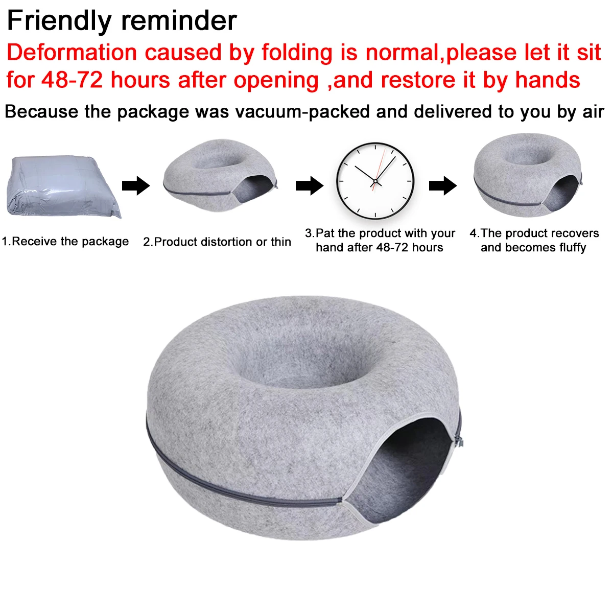 B-Tunnel Donut Cat Bed Interactive Tunnel Pet Felt Indoor Toys Cats House Kitten Training Toy Cat Kennel Cat Accessories