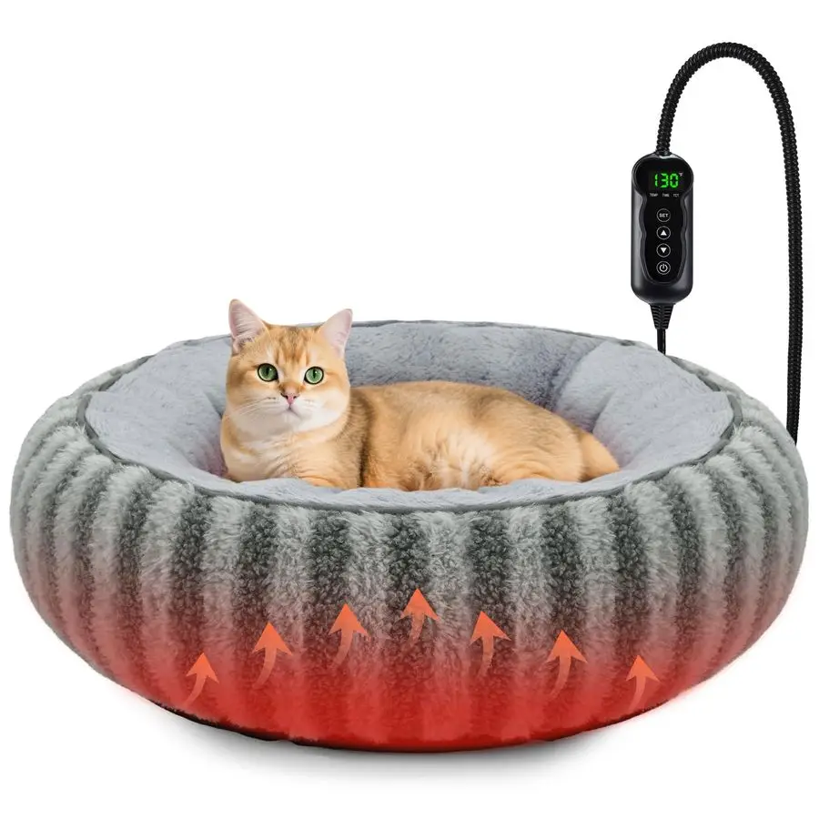 112547-4yuibc.jpg Toove Heated Cat Bed Indoor Heating Donut Pet Bed for Cats and Small Dogs, Ultra Soft Cozy Sleeping Cat Beds, Machine Washable, - Image 1
