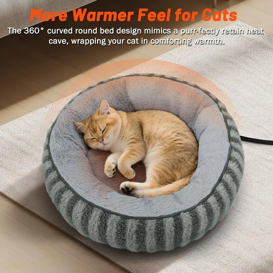 Toove Heated Cat Bed Indoor Heating Donut Pet Bed for Cats and Small Dogs, Ultra Soft Cozy Sleeping Cat Beds, Machine Washable, Toove Heated Cat Bed Indoor Heating Donut Pet Bed for Cats and Small Dogs, Ultra Soft Cozy Sleeping Cat Beds, Machine Washable,