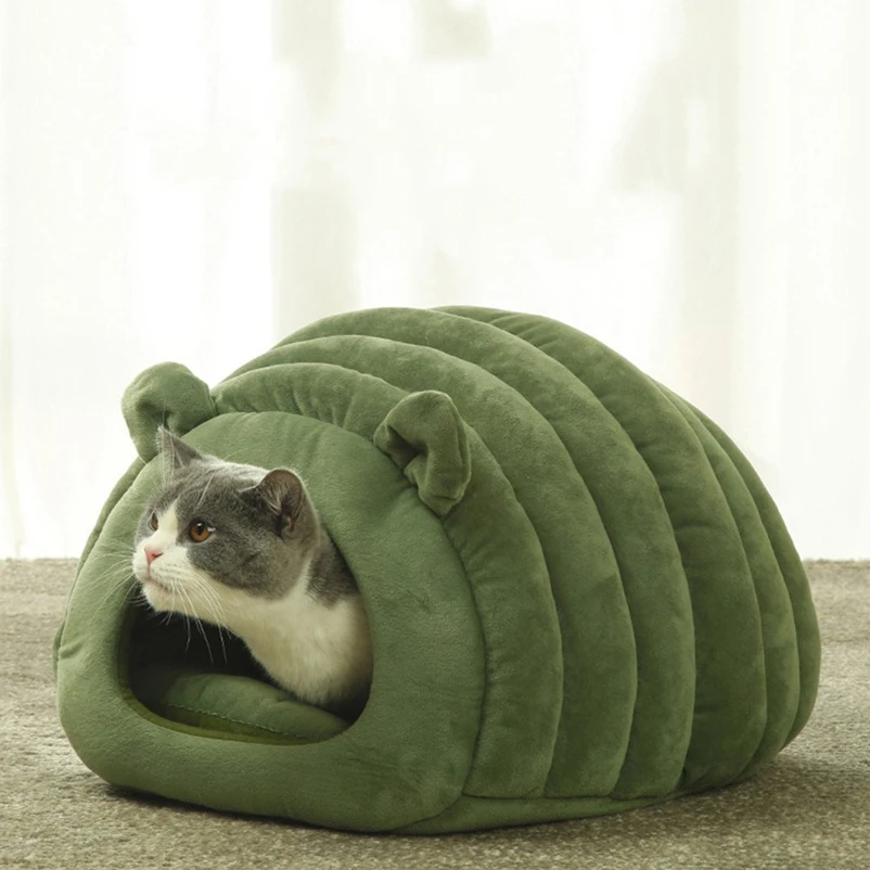 Hot-selling autumn and winter comfortable and warm cat nest caterpillar shape cute semi-enclosed pet nest