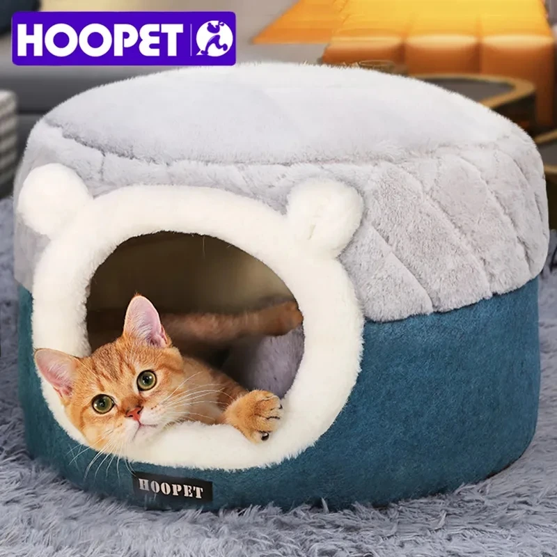 112611-lzgft9.jpg HOOPET Cat Bed House Soft Plush Kennel Puppy Cushion Small Dogs Cats Nest Winter Warm Sleeping Pet Dog Bed Pet Mat Supplies - Image 1